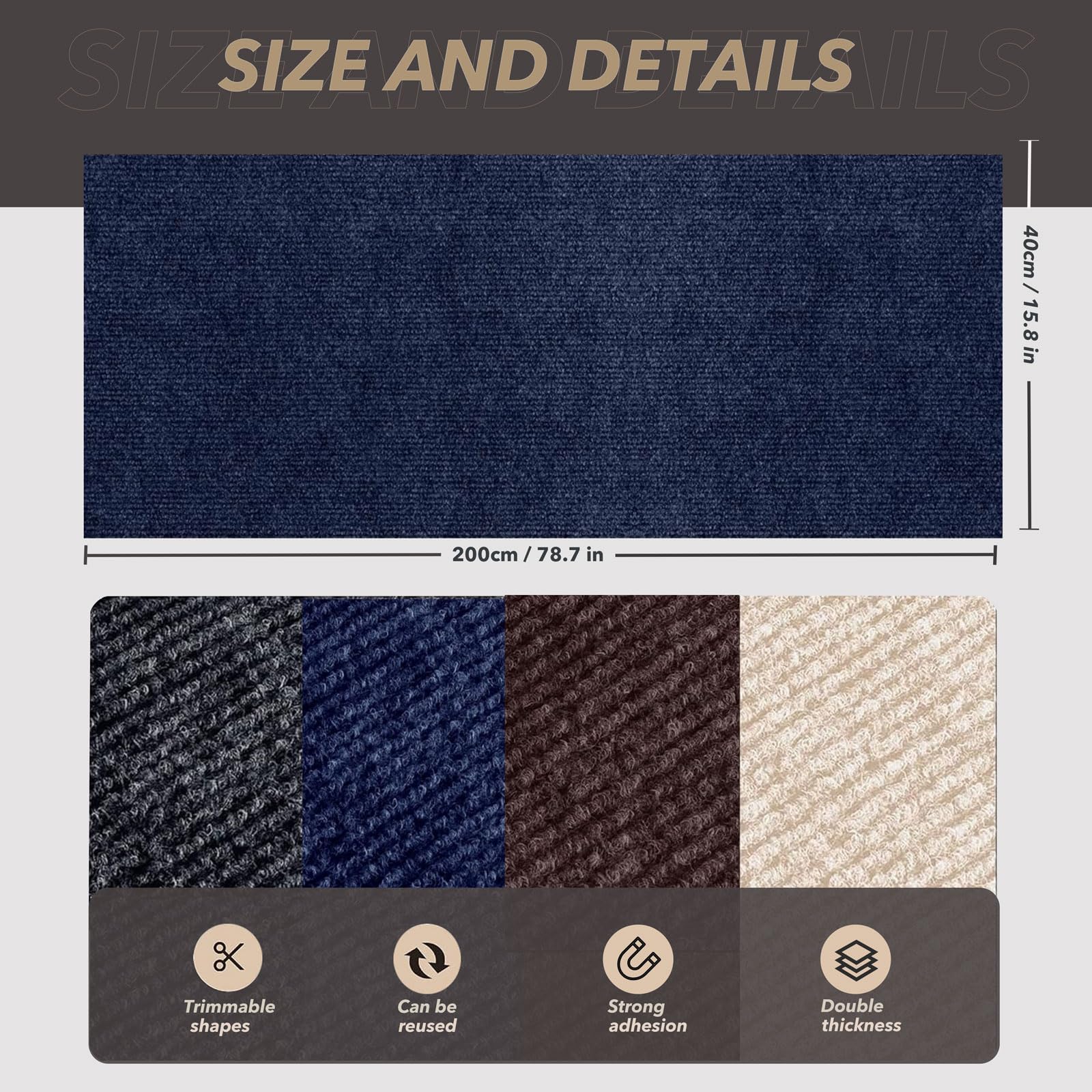 X15.8" Cat Scratching Mat, Self-Adhesive Cats Carpet, DIY Scratch Mat