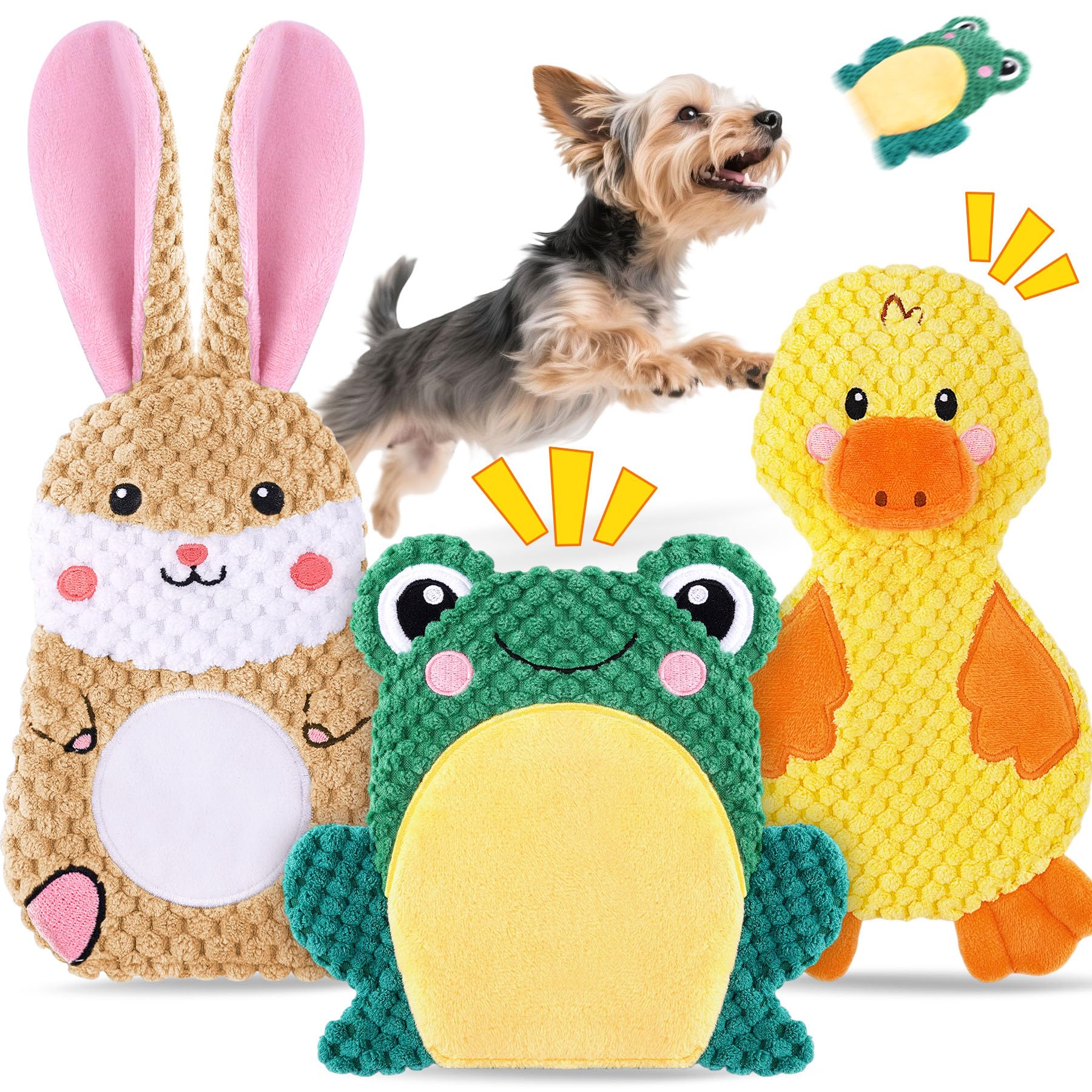 XIUGOAL Dog Toys to Keep Them Busy, 3 Pack No Stuffing Chew