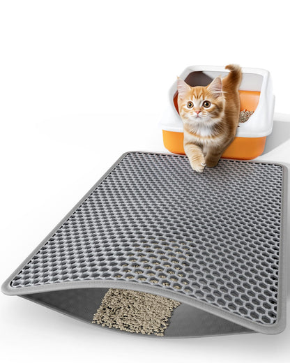 Powools Cat Litter Mat 30" x 24" Large Litter Box Mat with Double Mat