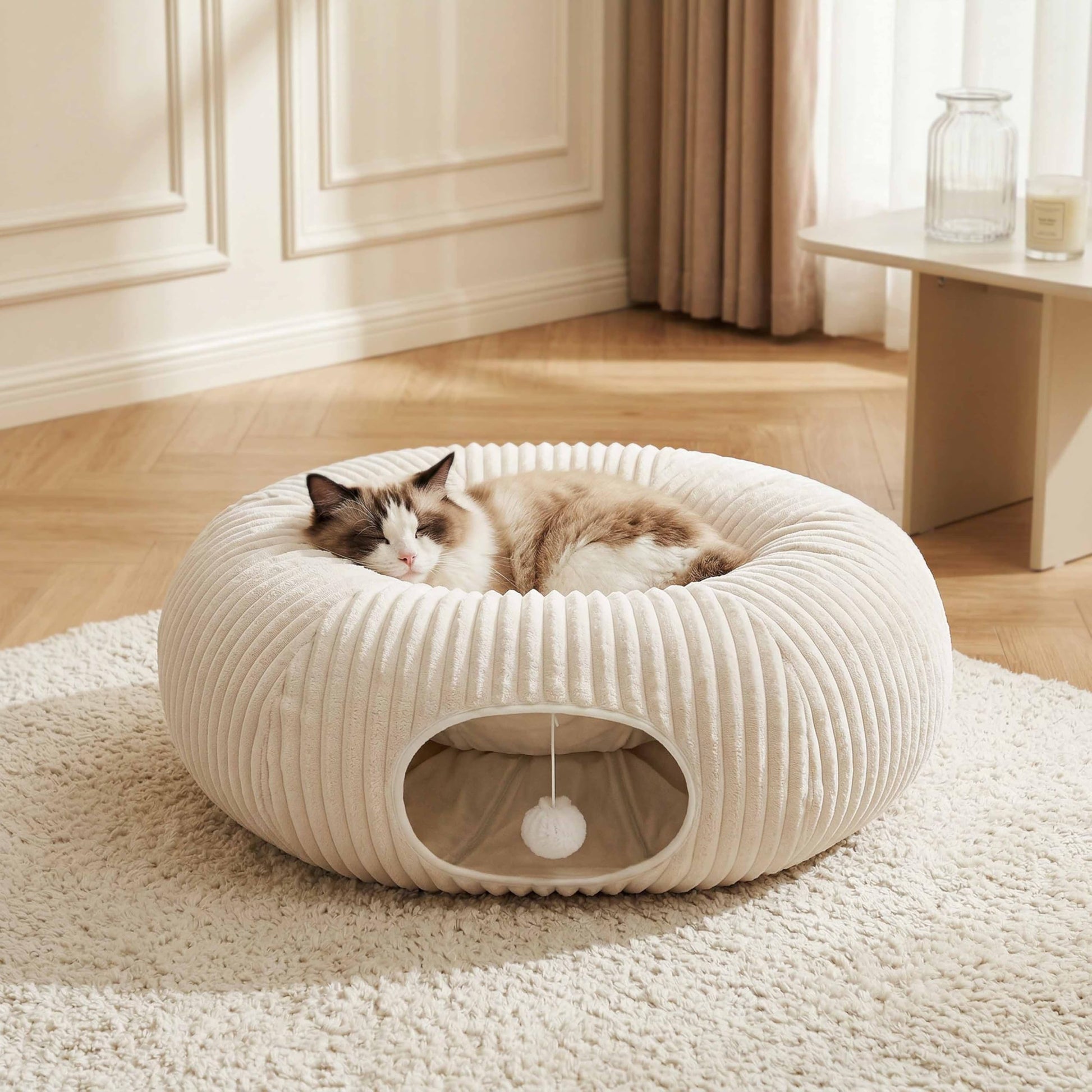 MOYMO Cat Tunnel Bed with 40 Pcs Interactive Cat Toys, Cat Tube Bed