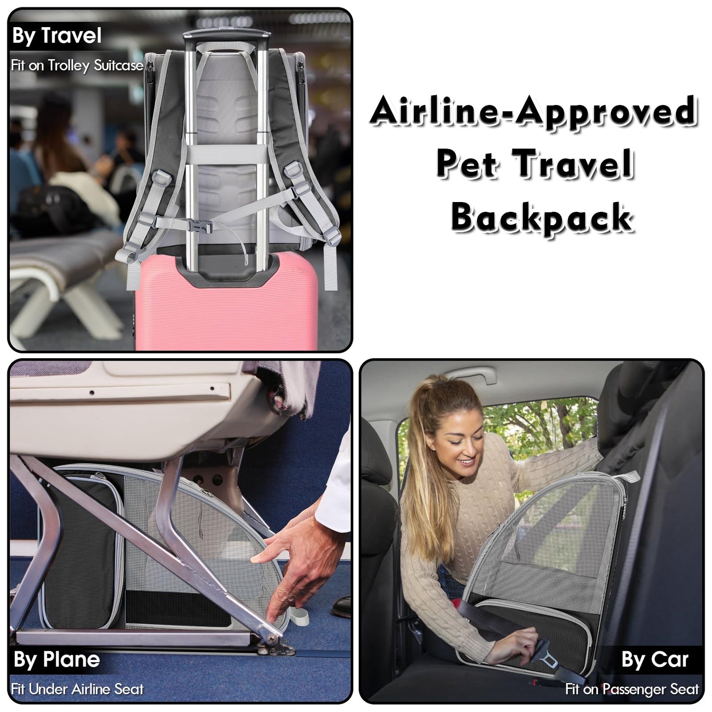 Cat Backpack Carrier, Pet Carrier Backpack with Kitten Wand Carrier