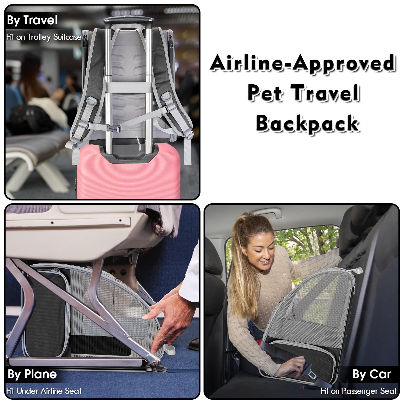 Cat Backpack Carrier, Pet Carrier Backpack with Kitten Wand Carrier