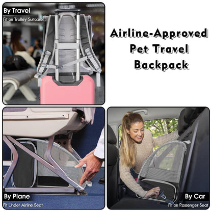 Cat Backpack Carrier, Pet Carrier Backpack with Kitten Wand Carrier