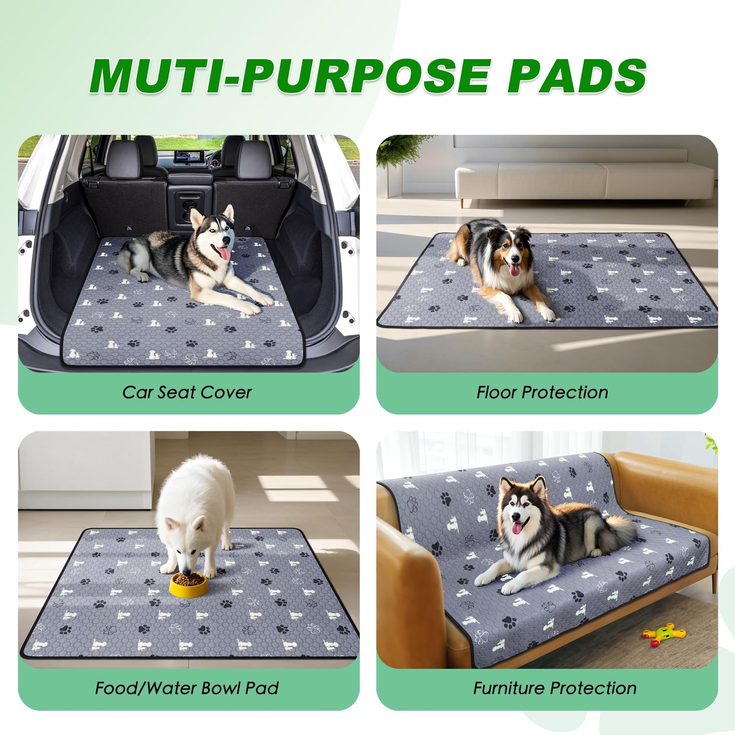 WanpeeGoo Washable Pee Pads, Puppy Pee Pad for Dogs, 2 Pack Bed