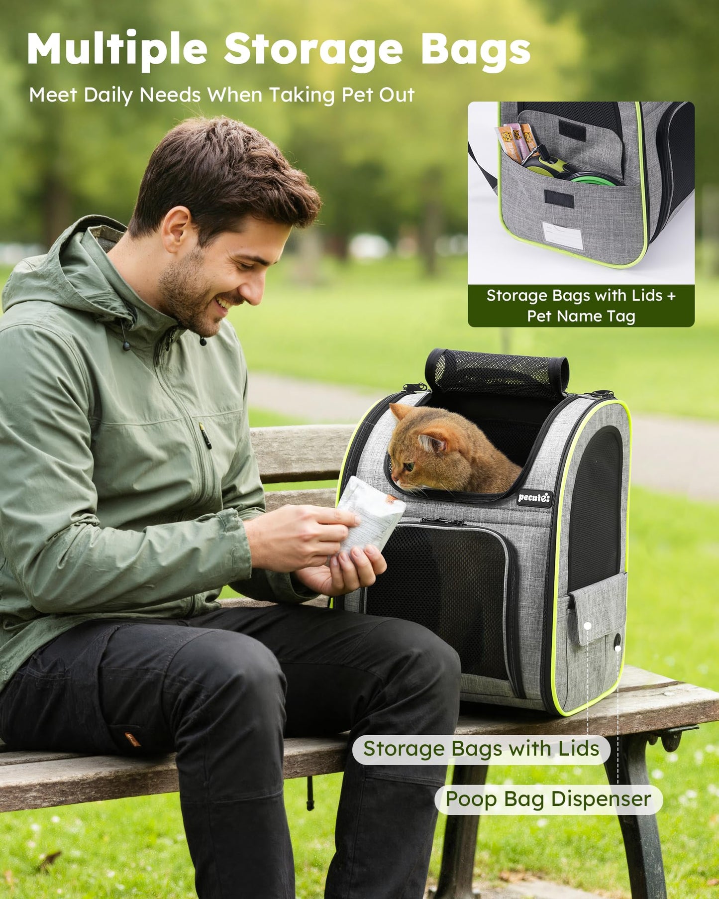 Pecute Cat Backpack Carrier Expandable Foldable Pet Backpack