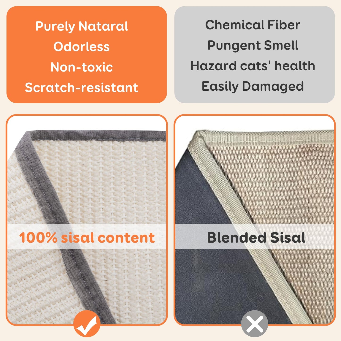 Extra-Larger Sisal Cat Scratcher Bed, Durable Cat Scratching Post