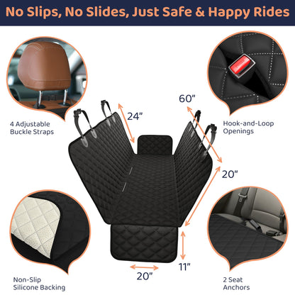 Petloox XL Dog Car Seat Cover for Back Seat, Waterproof Hammock