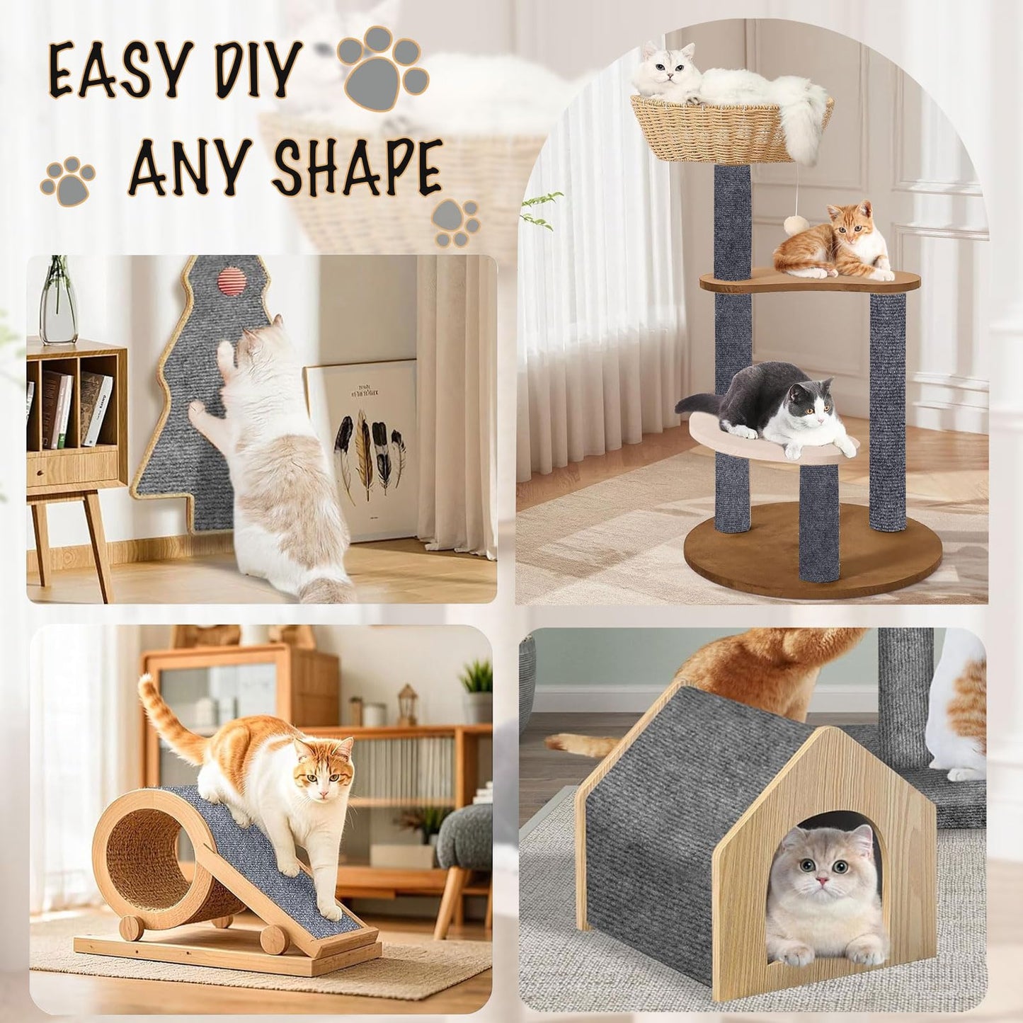 X15.8" Self-Adhesive Cat Scratching Mat, Couch Protector Mat