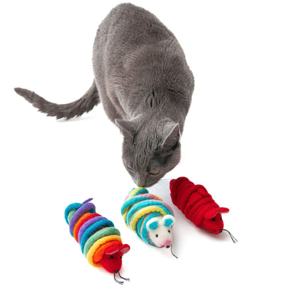 Catch a Mouse by The Tail Wool Cat Mouse Toy with a 6-Foot Tail Catnip