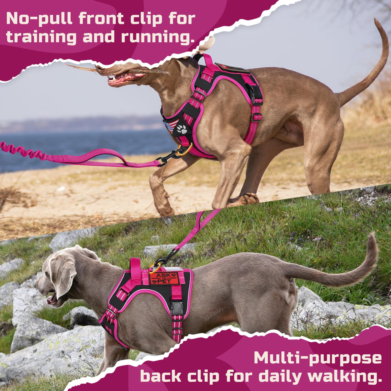 rabbitgoo Tactical Dog Harness for Large Dogs, No Pull Harness