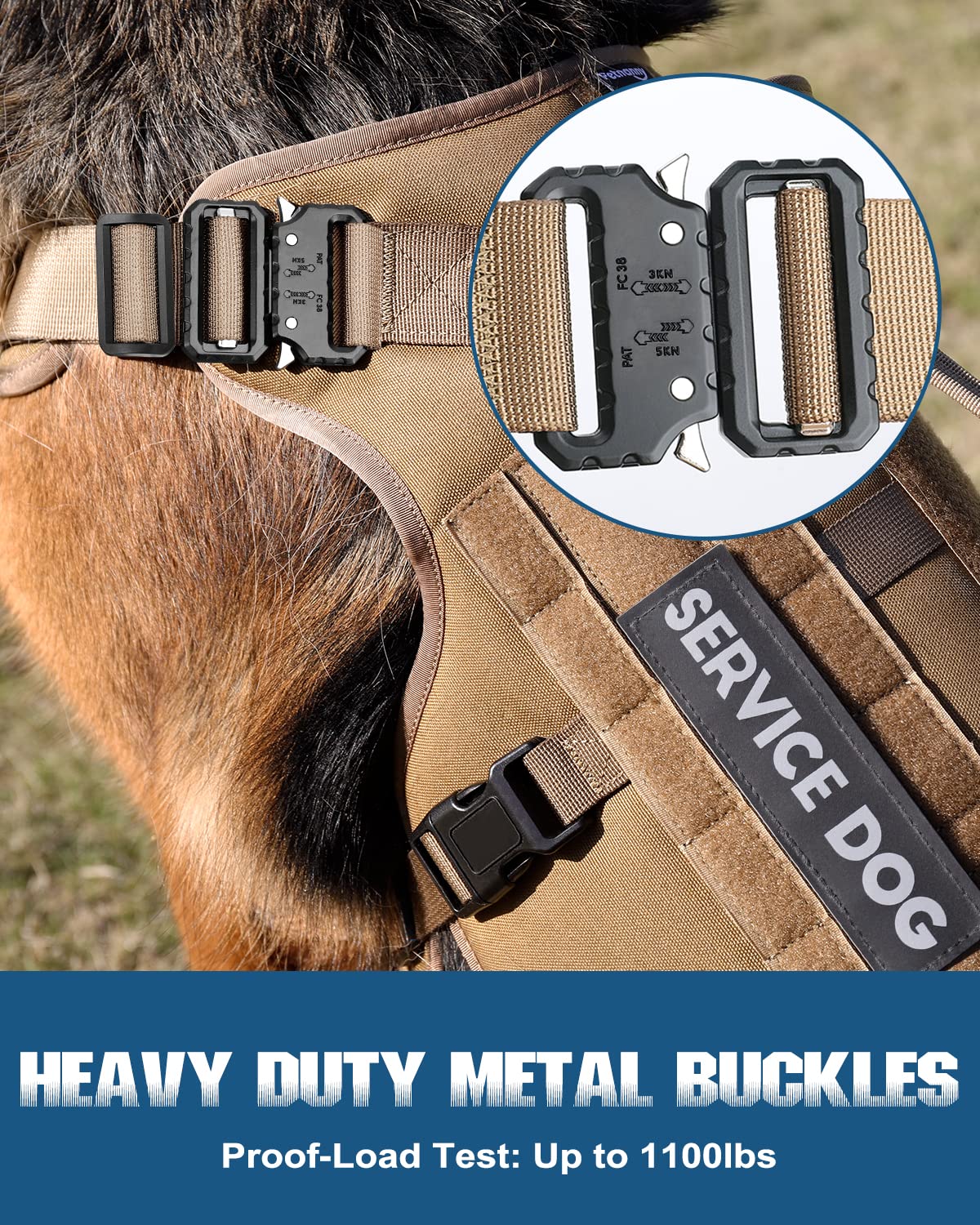 Tactical Dog Harness PETNANNY Service Dog Vest for Large Dogs Hook