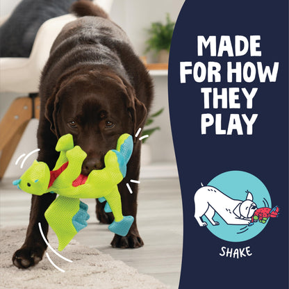 goDog Dragons Squeaky Plush Dog Toy with Double Chew Guard Plush