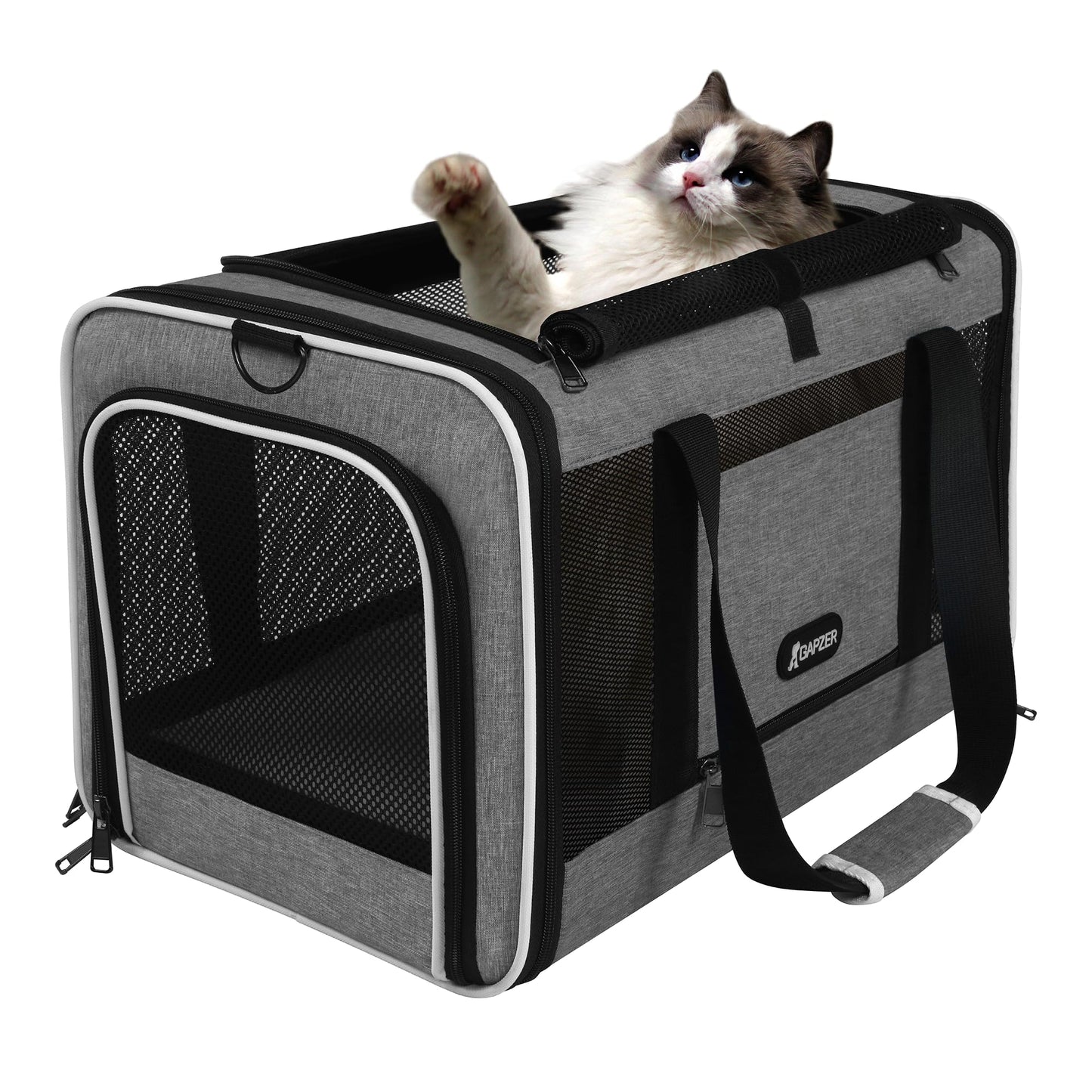 GAPZER Cat Carrier 18x11x11 Top Load Soft Pet Travel Bag Over Bag