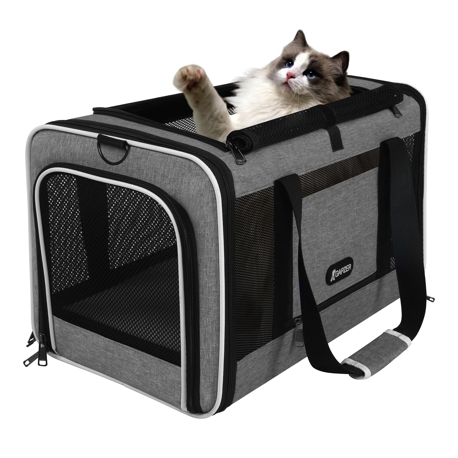 GAPZER Cat Carrier 18x11x11 Top Load Soft Pet Travel Bag Over Bag
