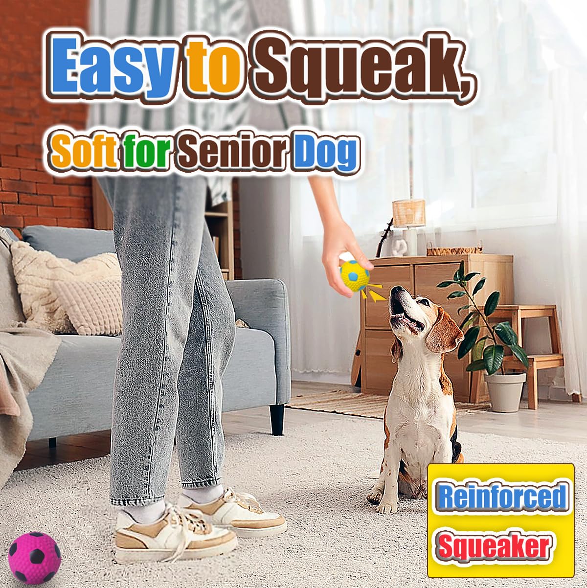 HOLYSTEED Squeaky Dog Toys for Medium Dogs 4pcs, Latex Squeak Chew