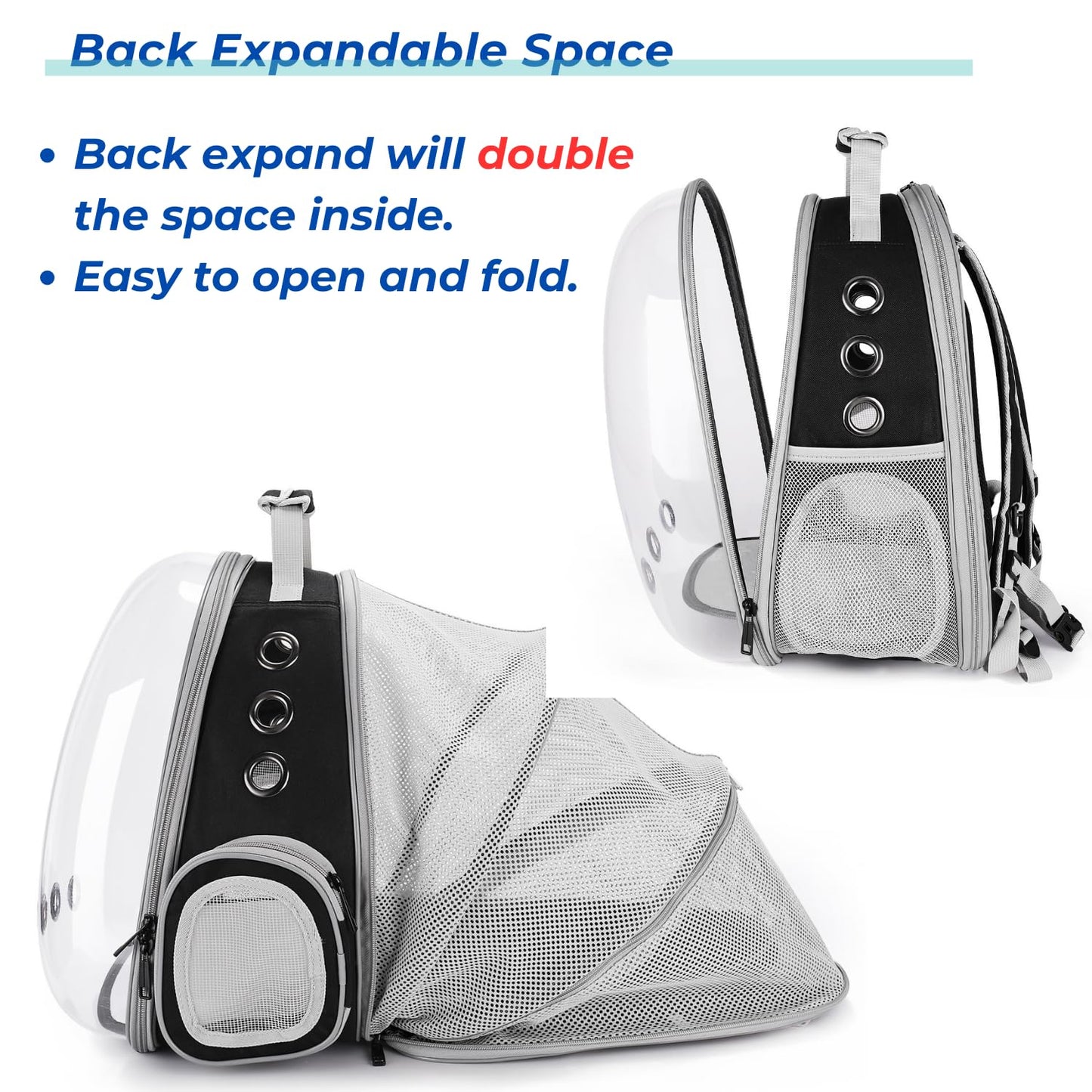 Lollimeow Cat Carrier Backpack, Expandable Bubble Pet Carrier