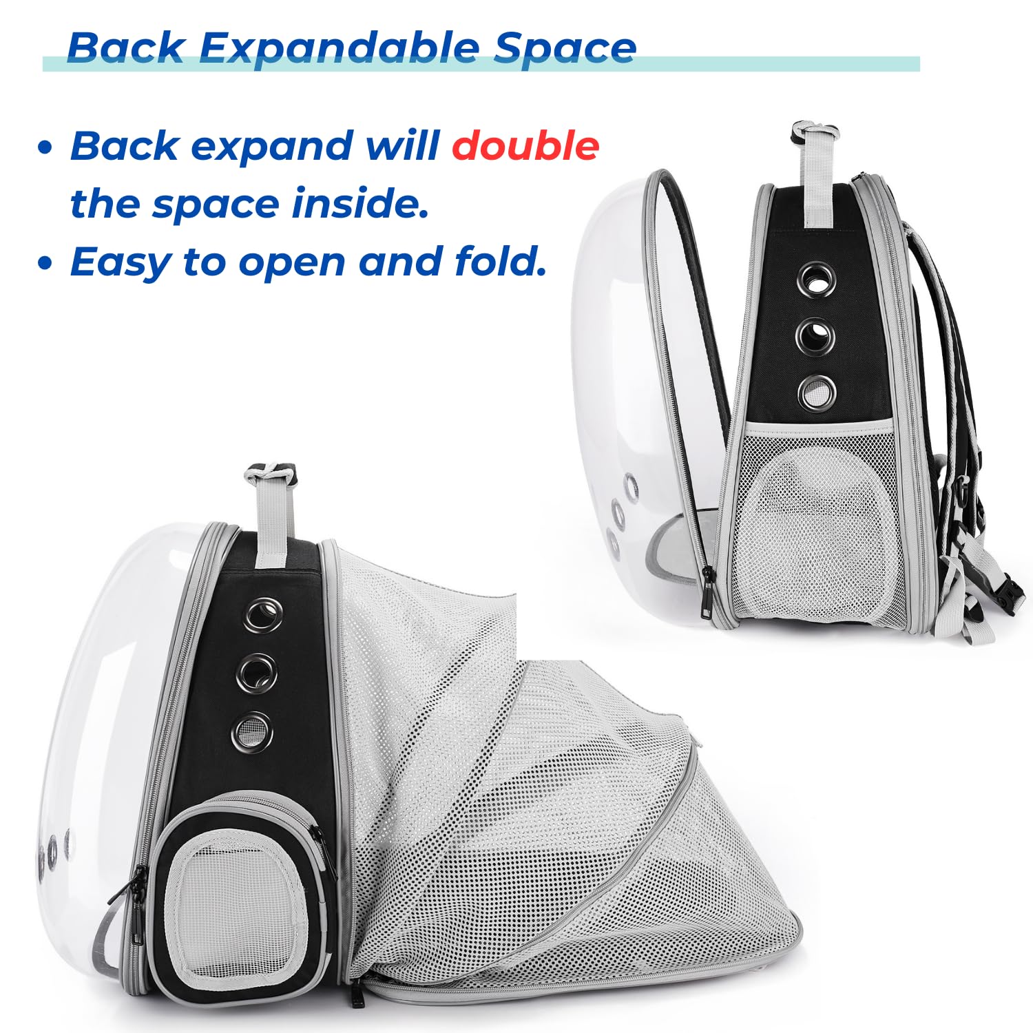 Lollimeow Cat Carrier Backpack, Expandable Bubble Pet Carrier