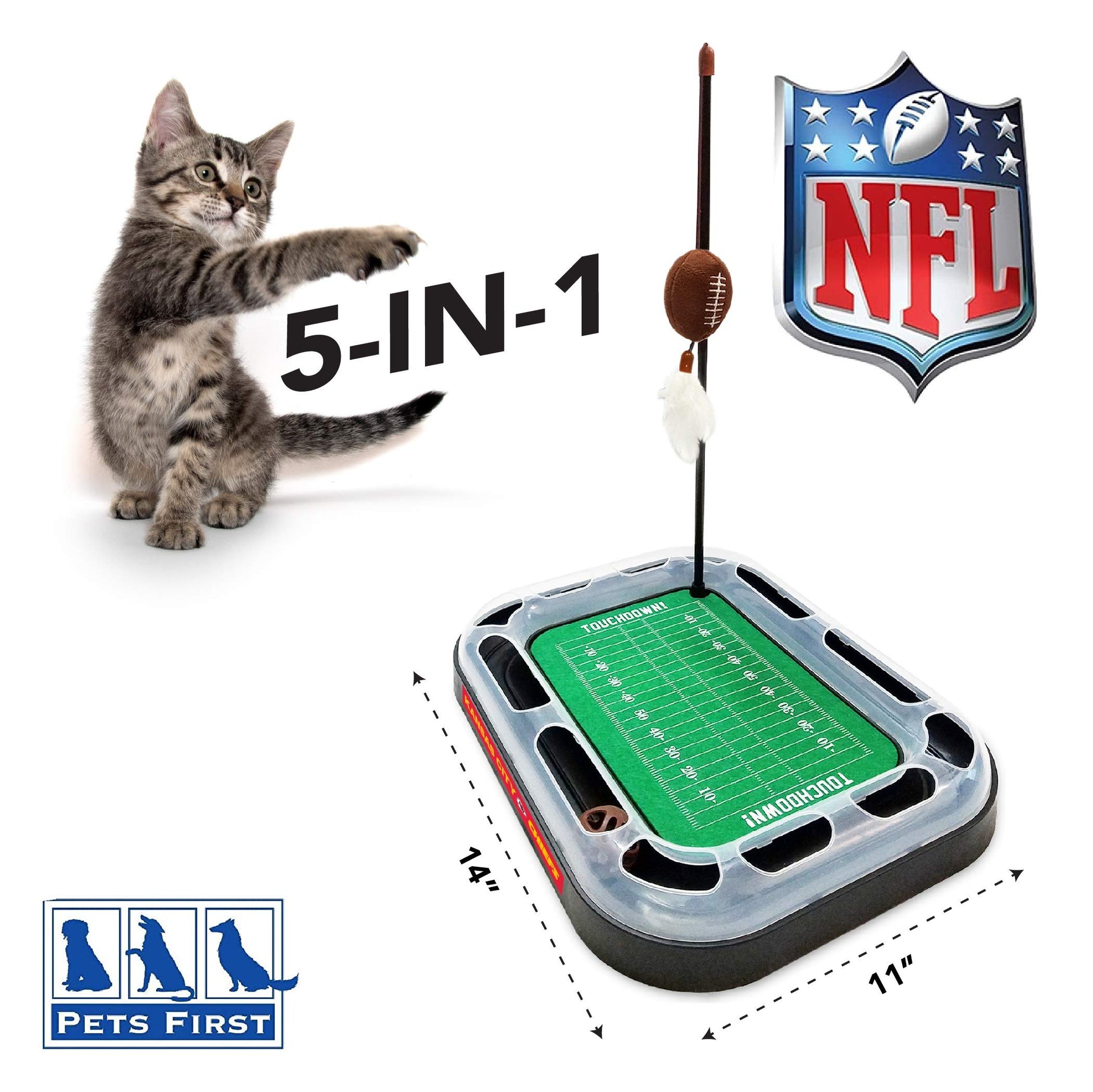 Pets First Cat Plush Toy KANSAS CITY CHIEFS FOOTBALL FIELD Catnip
