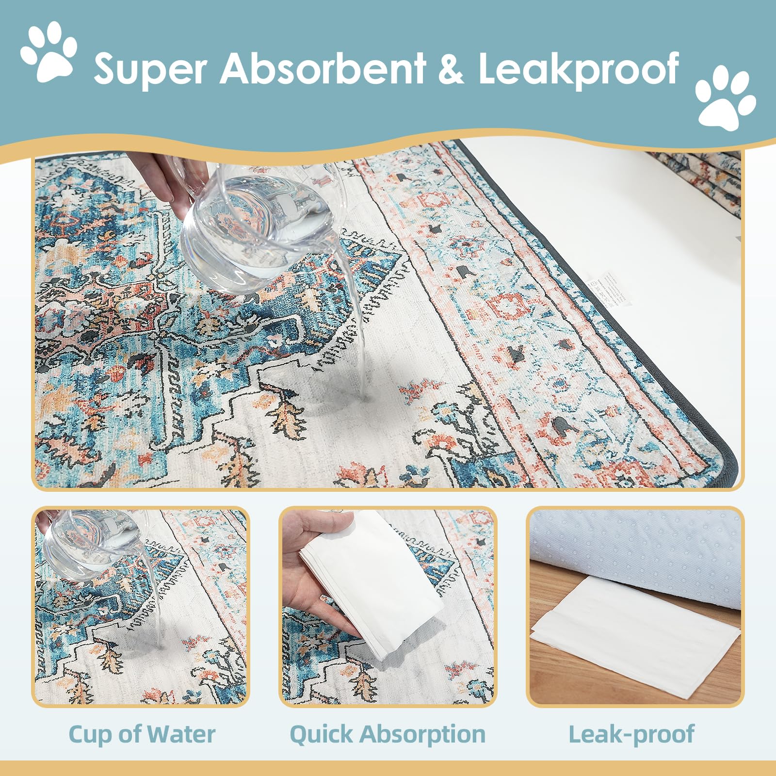 SCLOSE Washable Pee Pad for Dogs Extra Large, 72" x 72" Reusable Mat