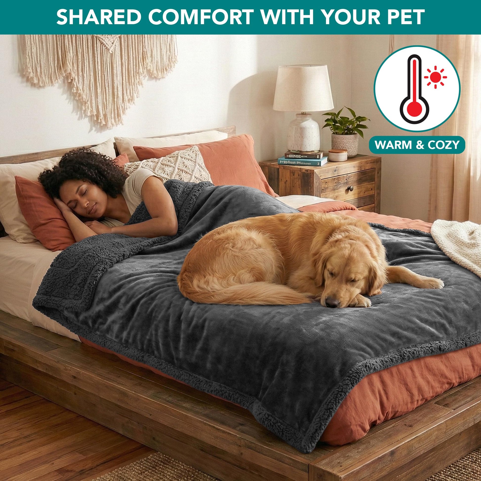 PetAmi Waterproof Dog Blanket for Couch, Extra Large 80x60, Pee Crate
