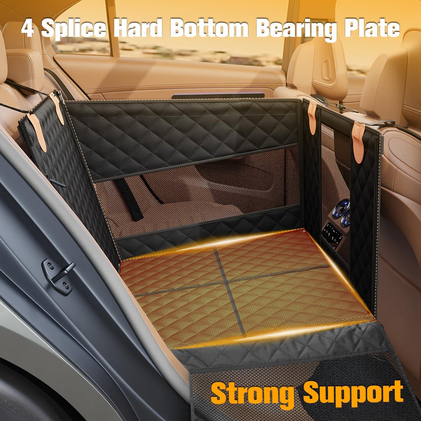 PETICON Large Dog Car Seat, Back Seat Extender for Dogs with 3 Seat