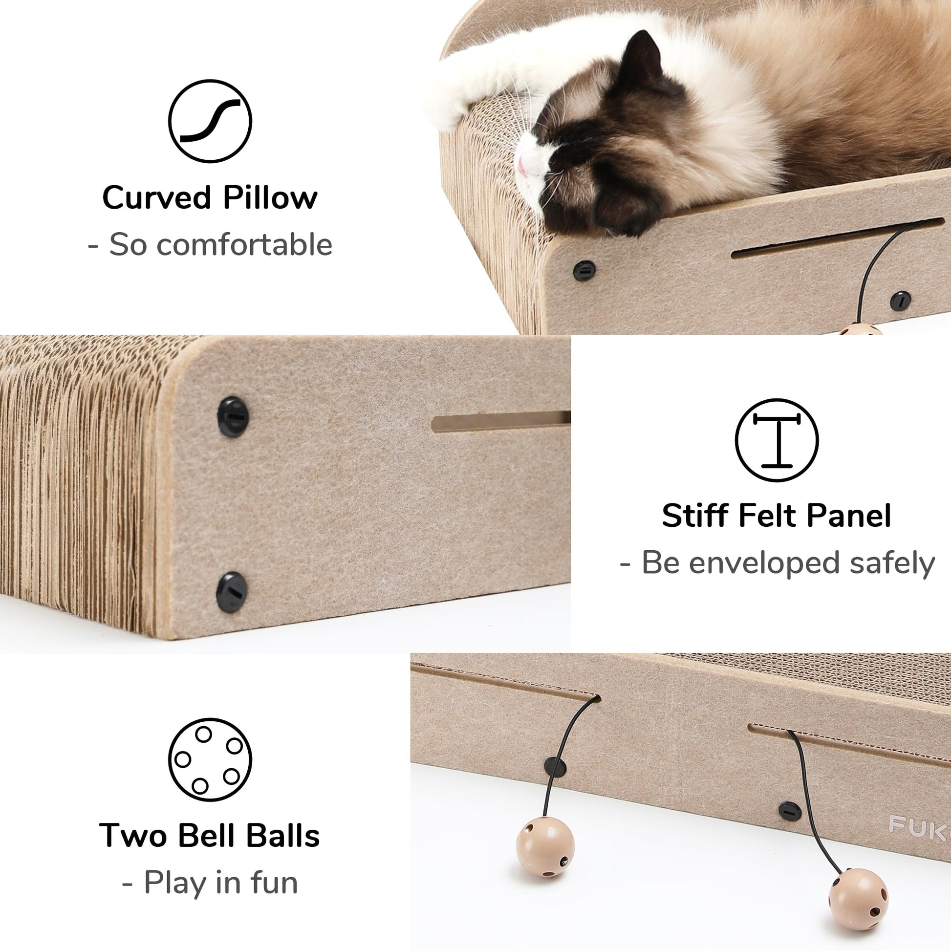 FUKUMARU Cat Scratcher Bed, 2 Reversible Cardboard Cat Scratch Bed