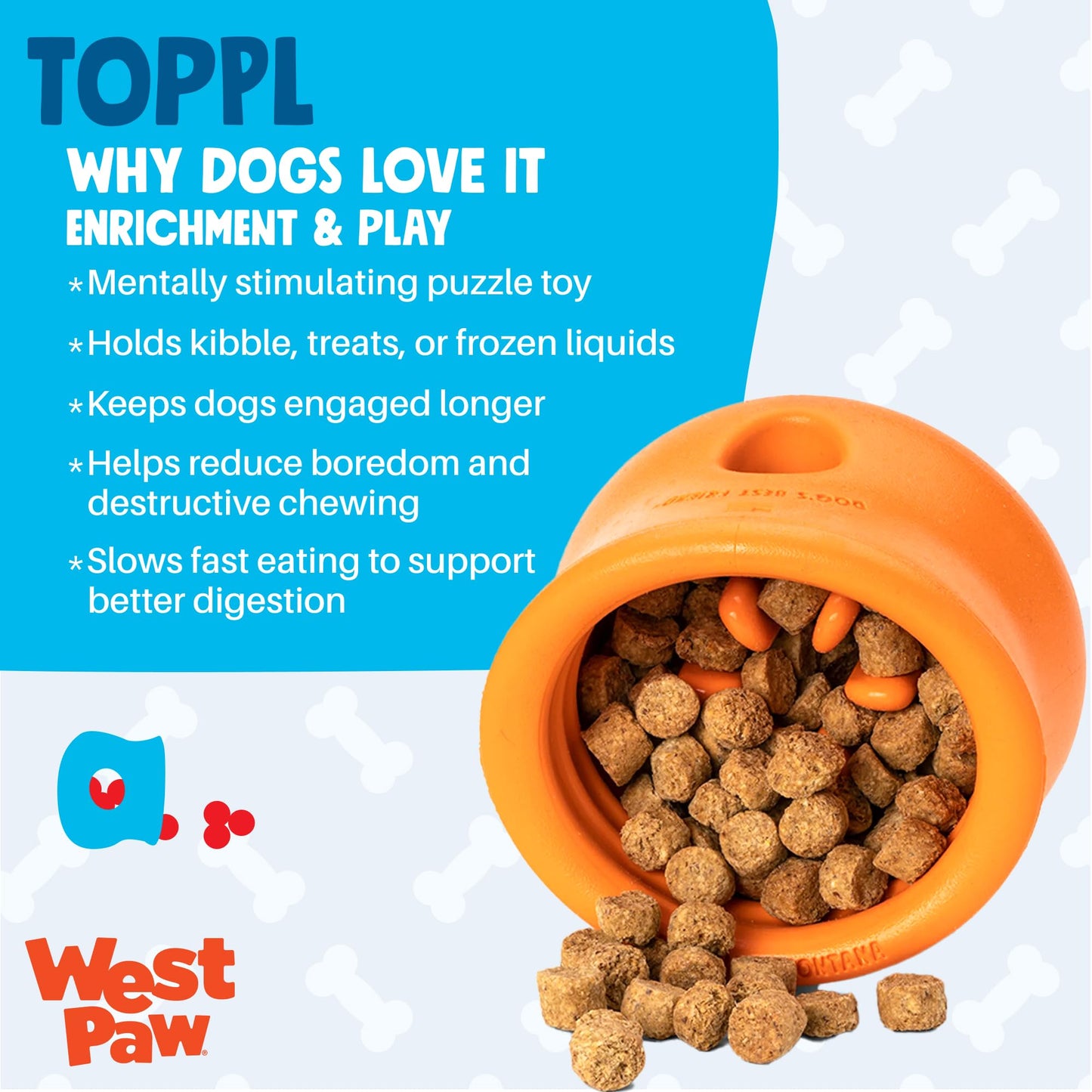 WEST PAW Zogoflex Toppl Interactive Treat Dispensing Puzzle Dog Toy