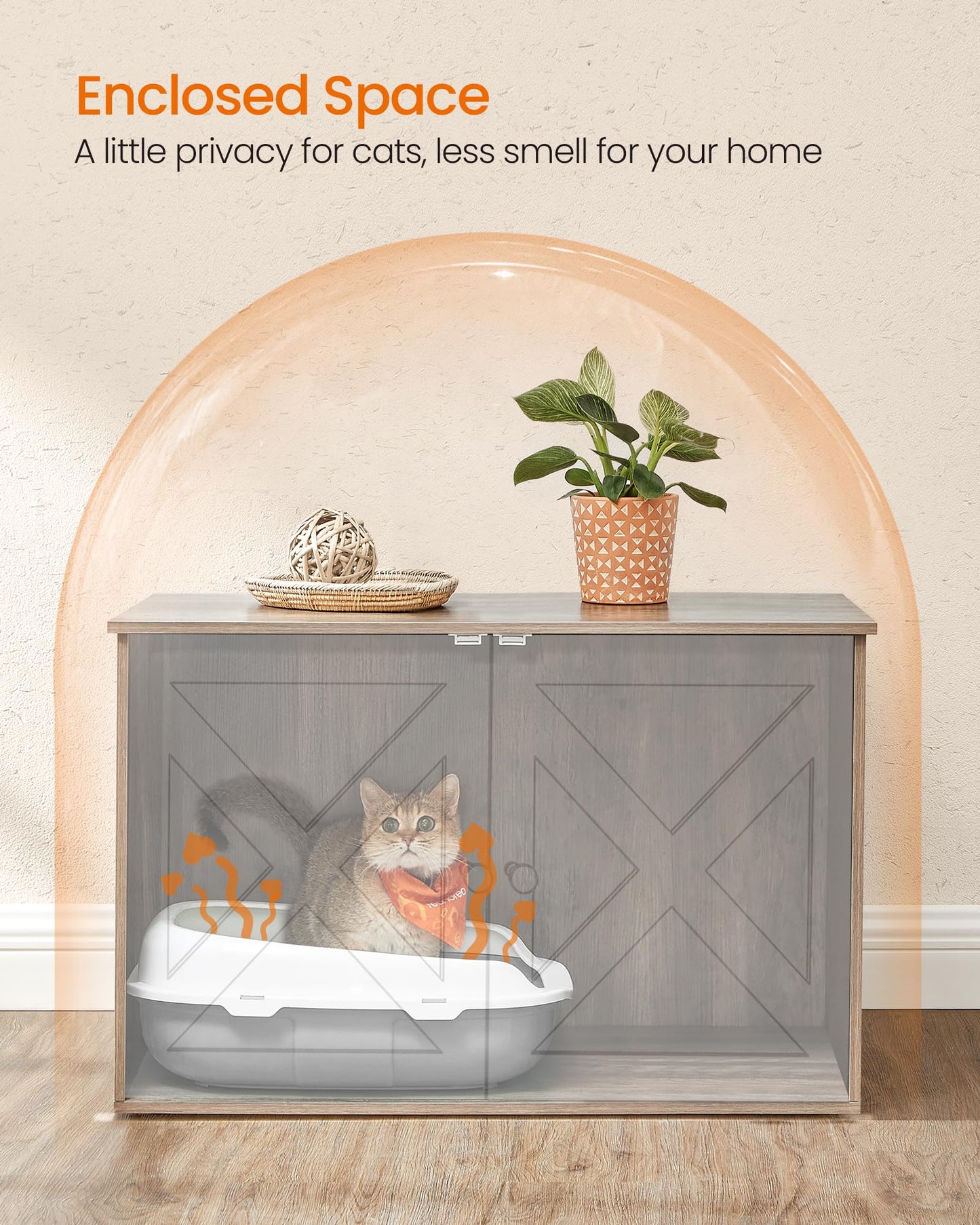 Feandrea Cat Litter Box Enclosure, Litter Box Furniture Hidden, Box