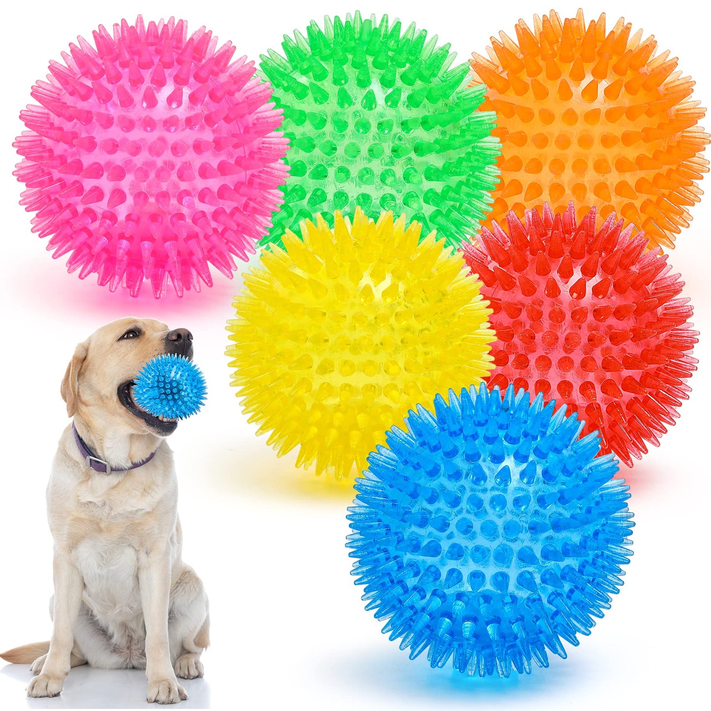 VITEVER 3.5” Squeaky Dog Toy Balls (6 Colors) Puppy Chew Toys