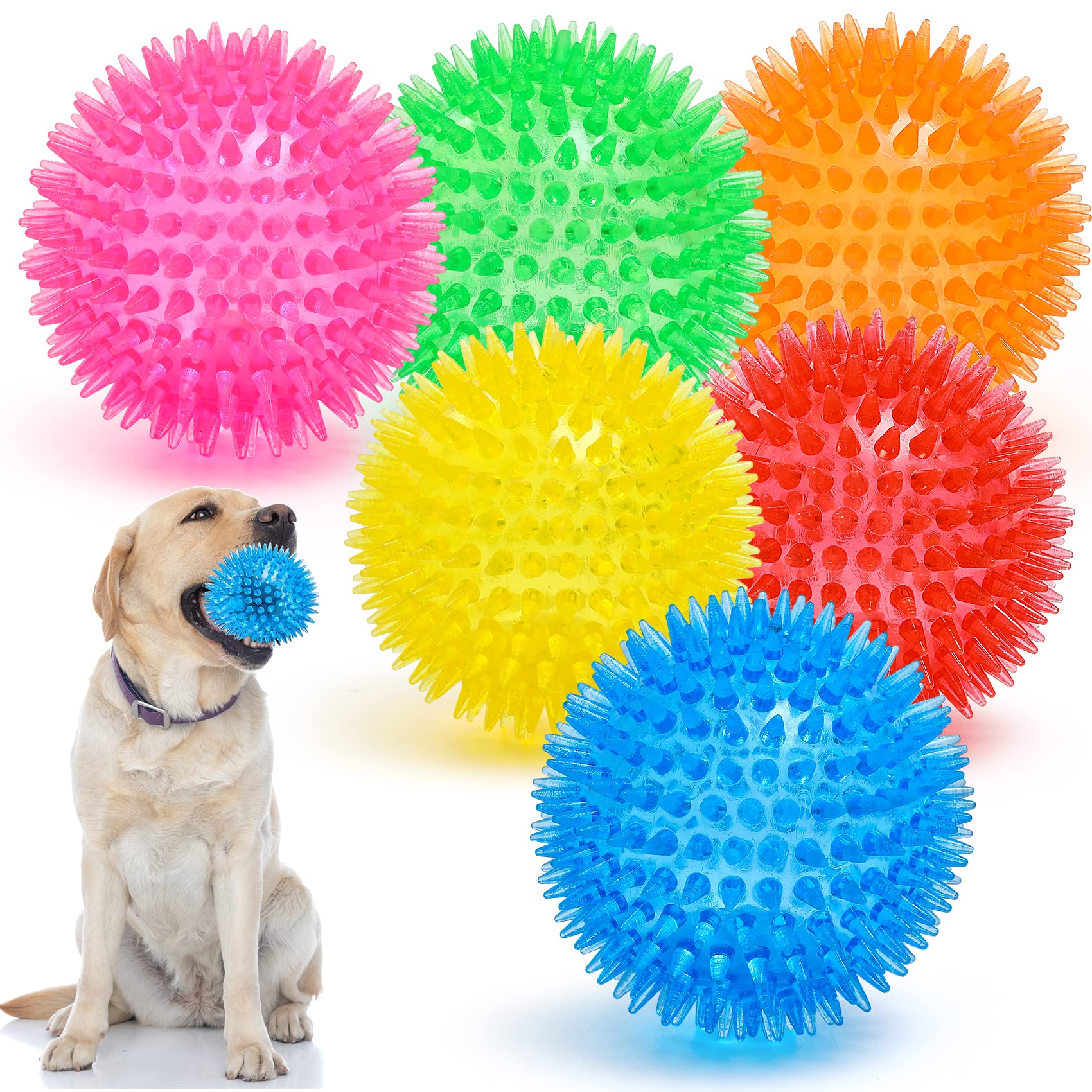 VITEVER 3.5” Squeaky Dog Toy Balls (6 Colors) Puppy Chew Toys