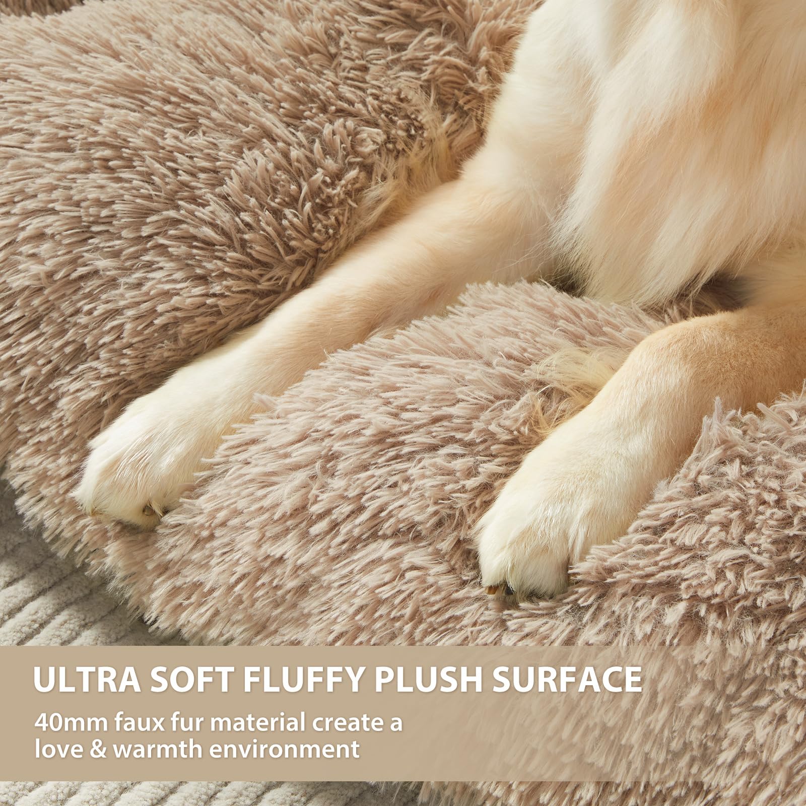 BFPETHOME Dog Beds for Large Dogs, Plush Dog Crate Bed Fluffy Cozy Bed