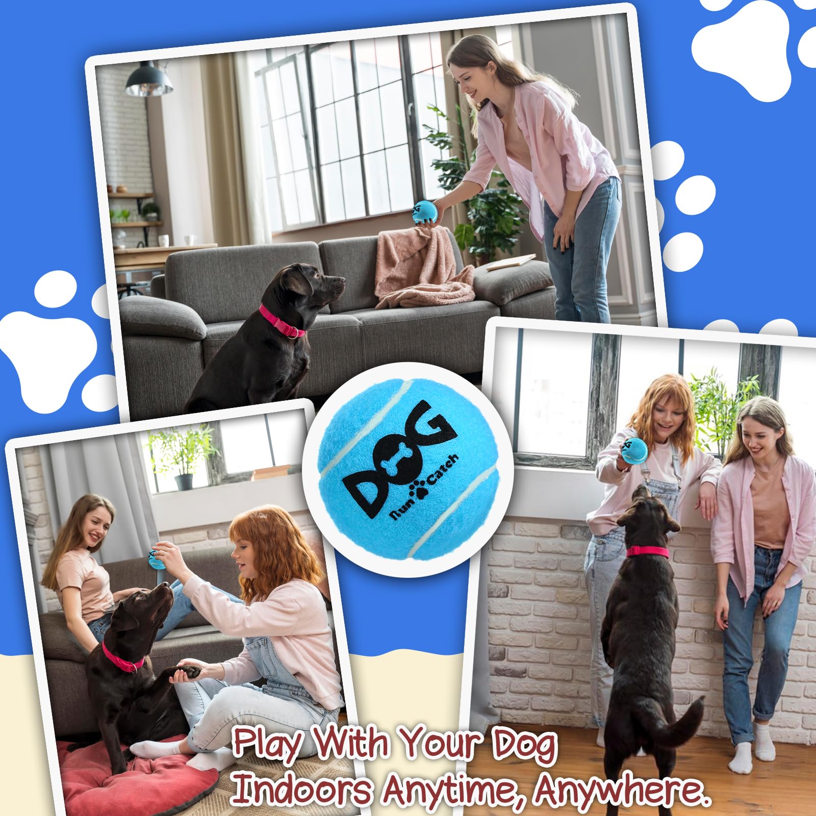 INSUM Squeaky Dog Balls Squeaky Tennis Balls for Dogs, Medium Balls