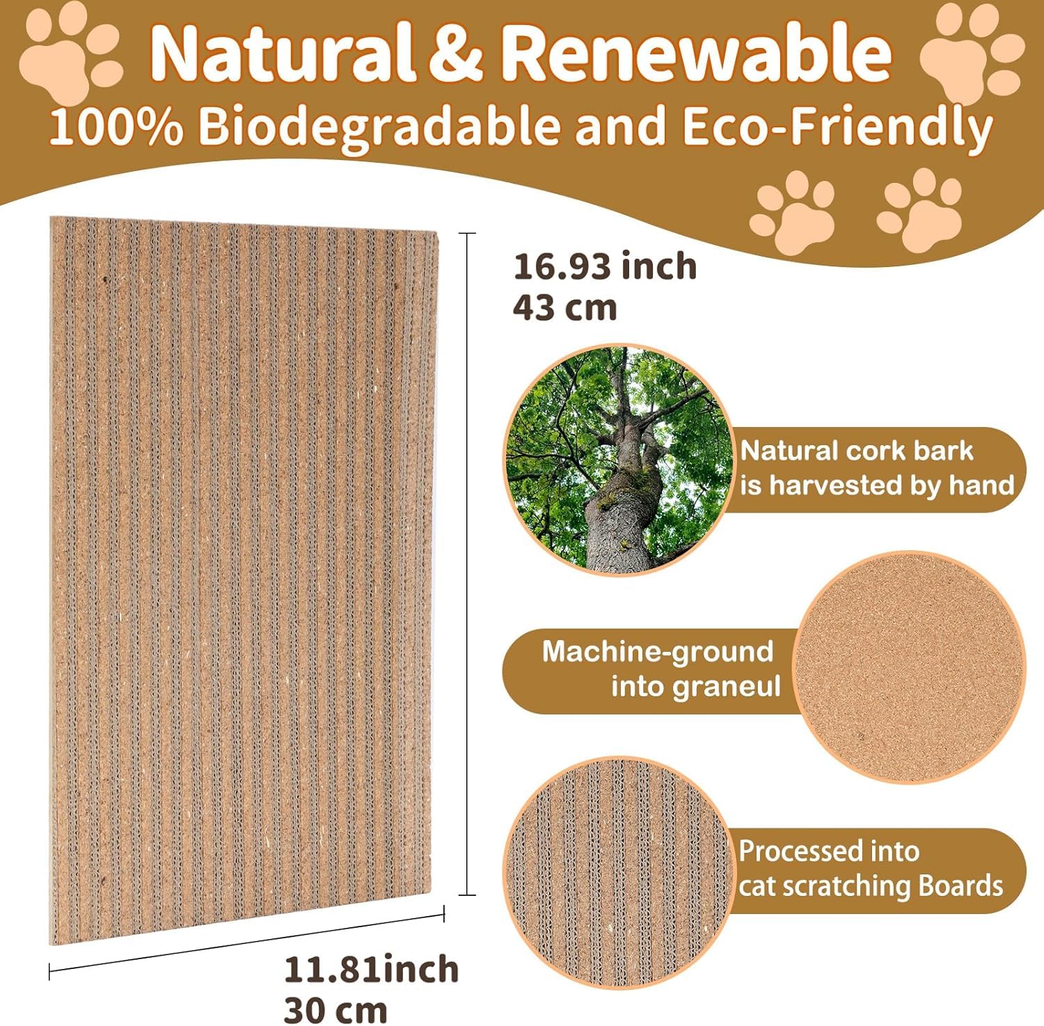 Natural Cork Cat Scratcher Boards for Wall Floor Natural Scratcher