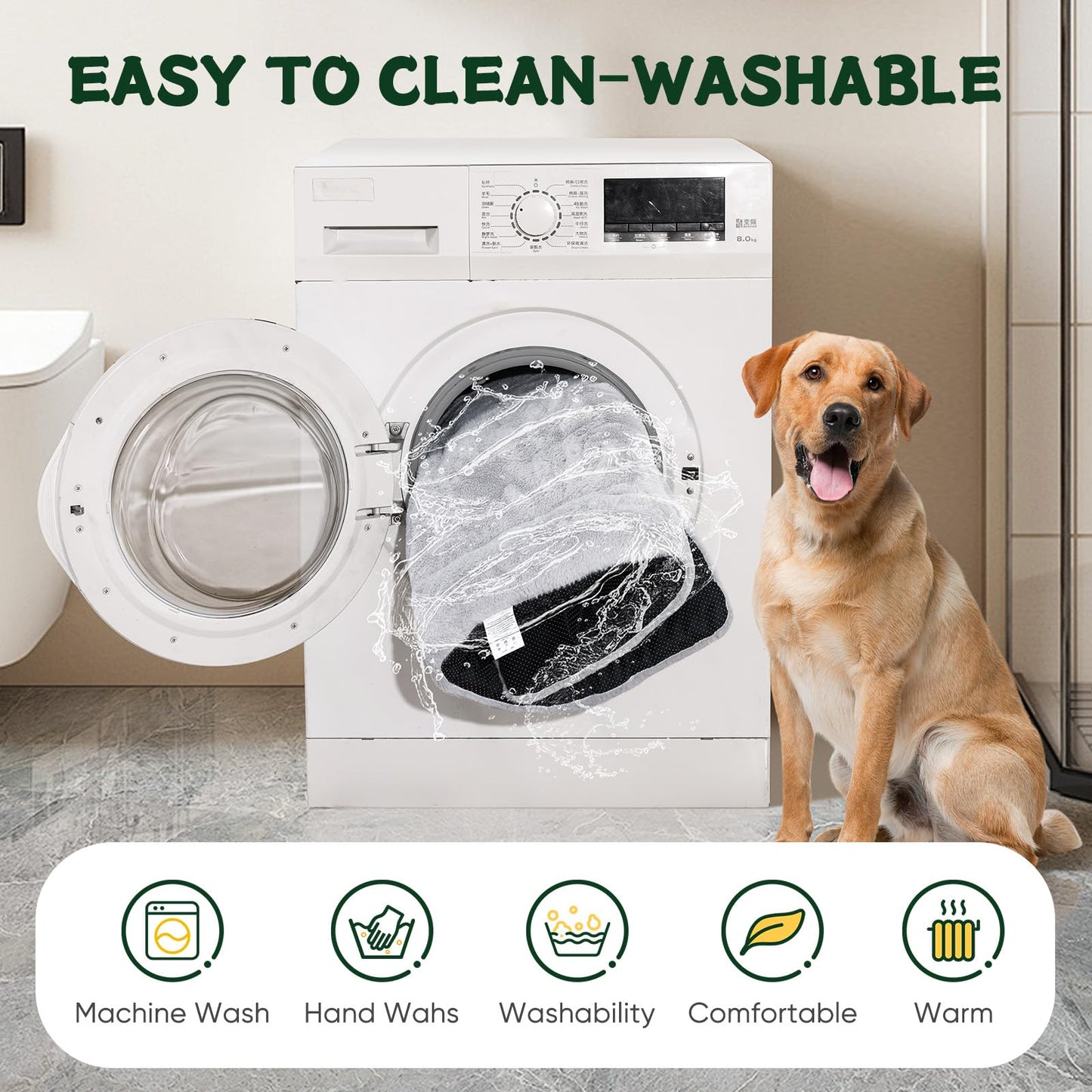 ZENGAOOU Dog Crate Pad Washable, Ultra Soft Plush Crate Mat