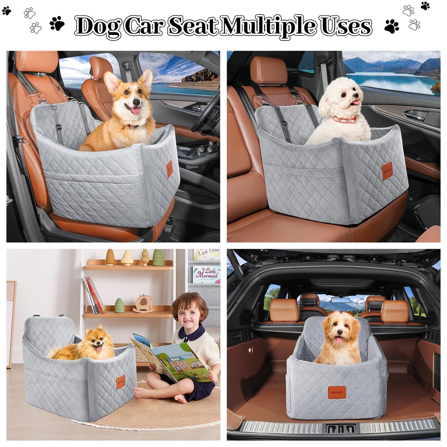 INDYBUD Dog Car Seat for Small/Medium Dogs up to Memory Foam Seat