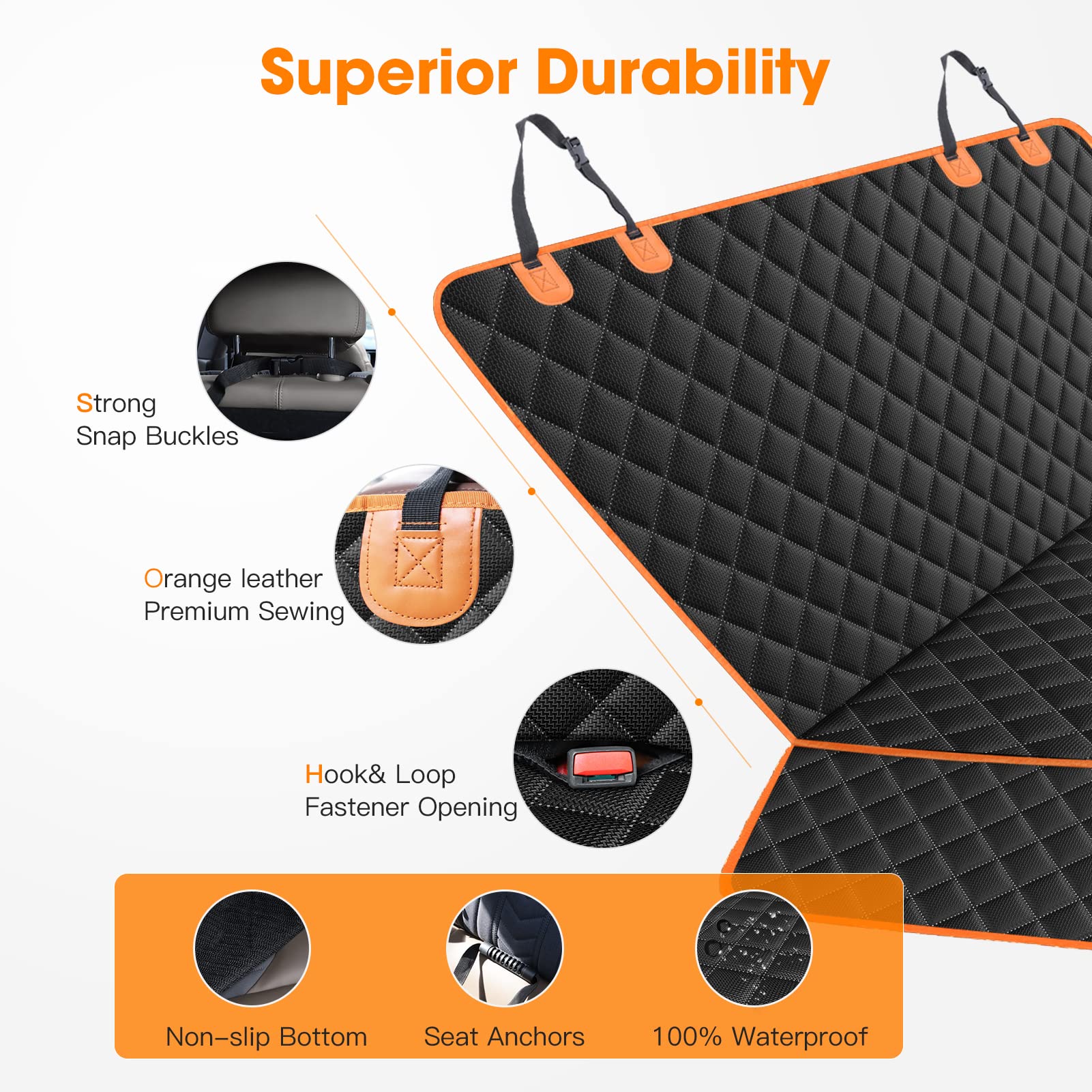 MIXJOY Dog Seat Cover for Back Seat Waterproof Dog Seat Covers Seat
