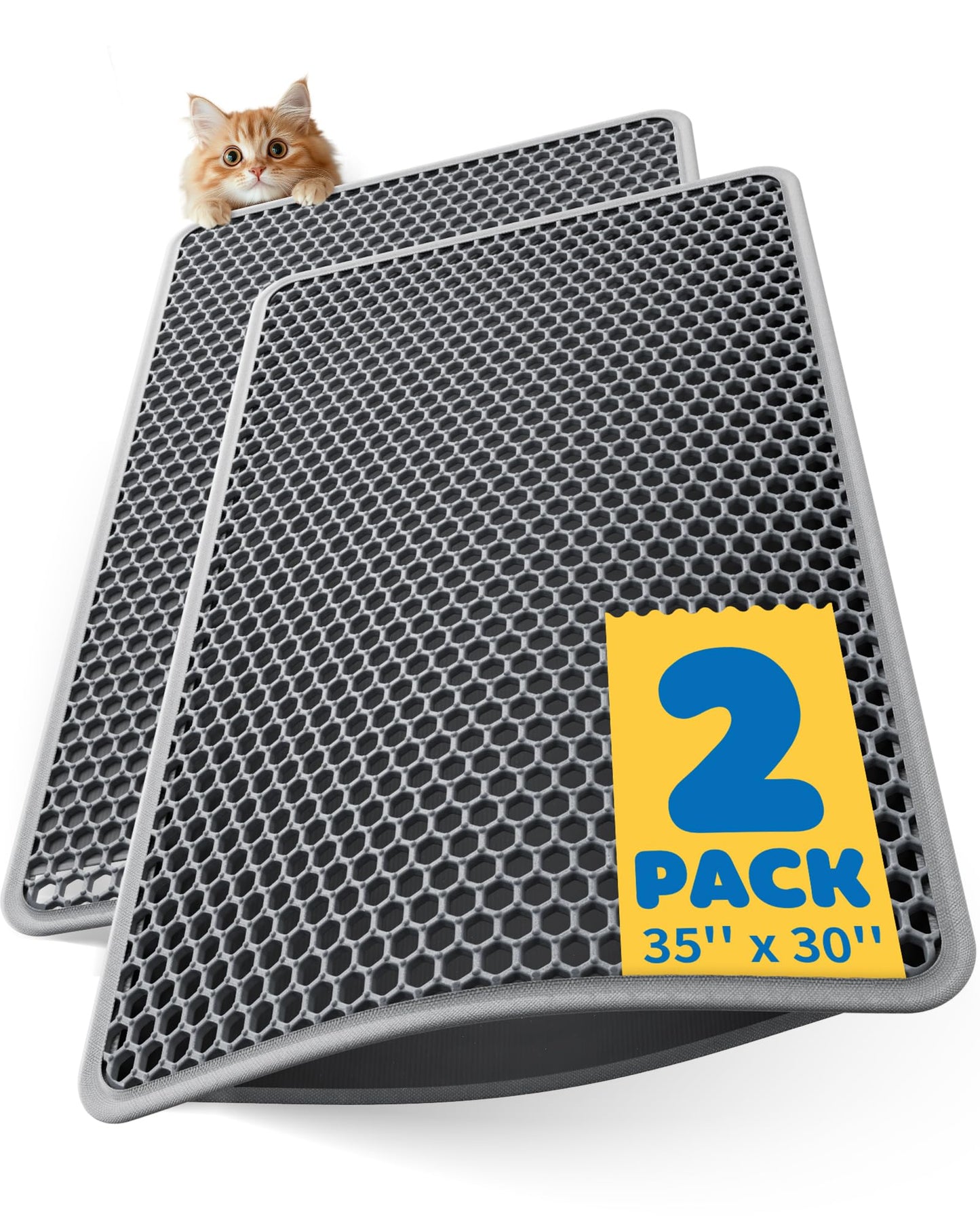 35" x 30" Cat Litter Mats (2-Pack) Ultra-Large Litter Box Mats Box