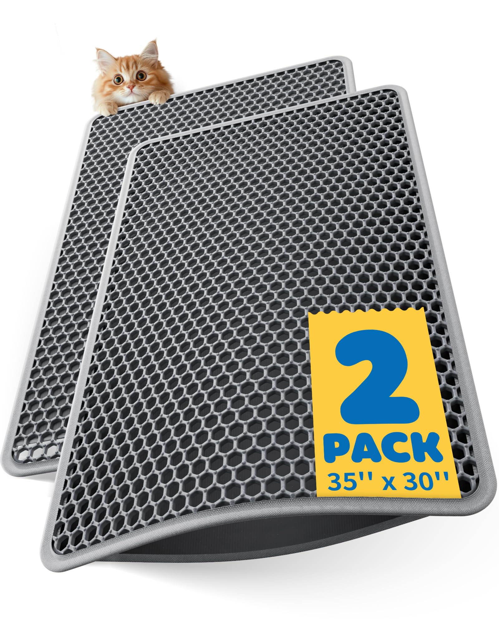 35" x 30" Cat Litter Mats (2-Pack) Ultra-Large Litter Box Mats Box