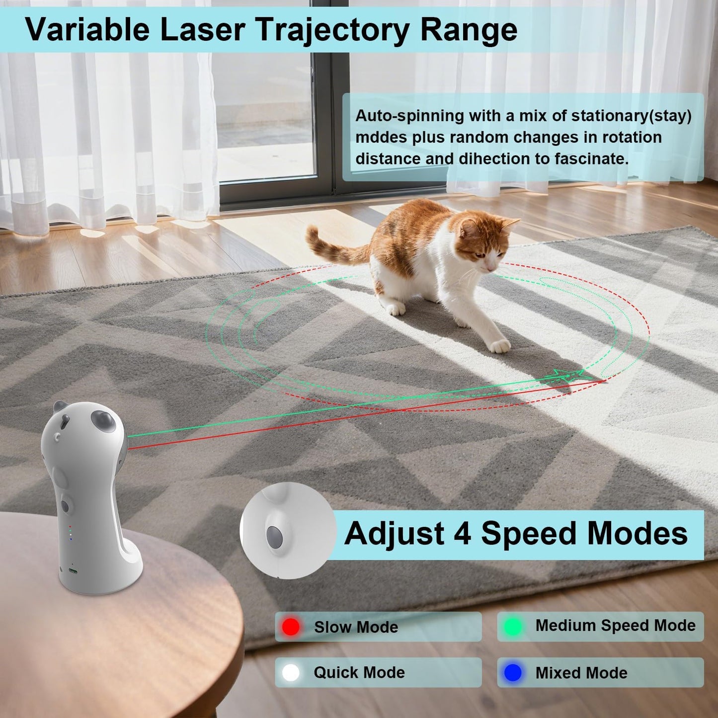 Waputne Automatic Cat Toy, Motion-Activated Interactive Cat Toy 5 Toy