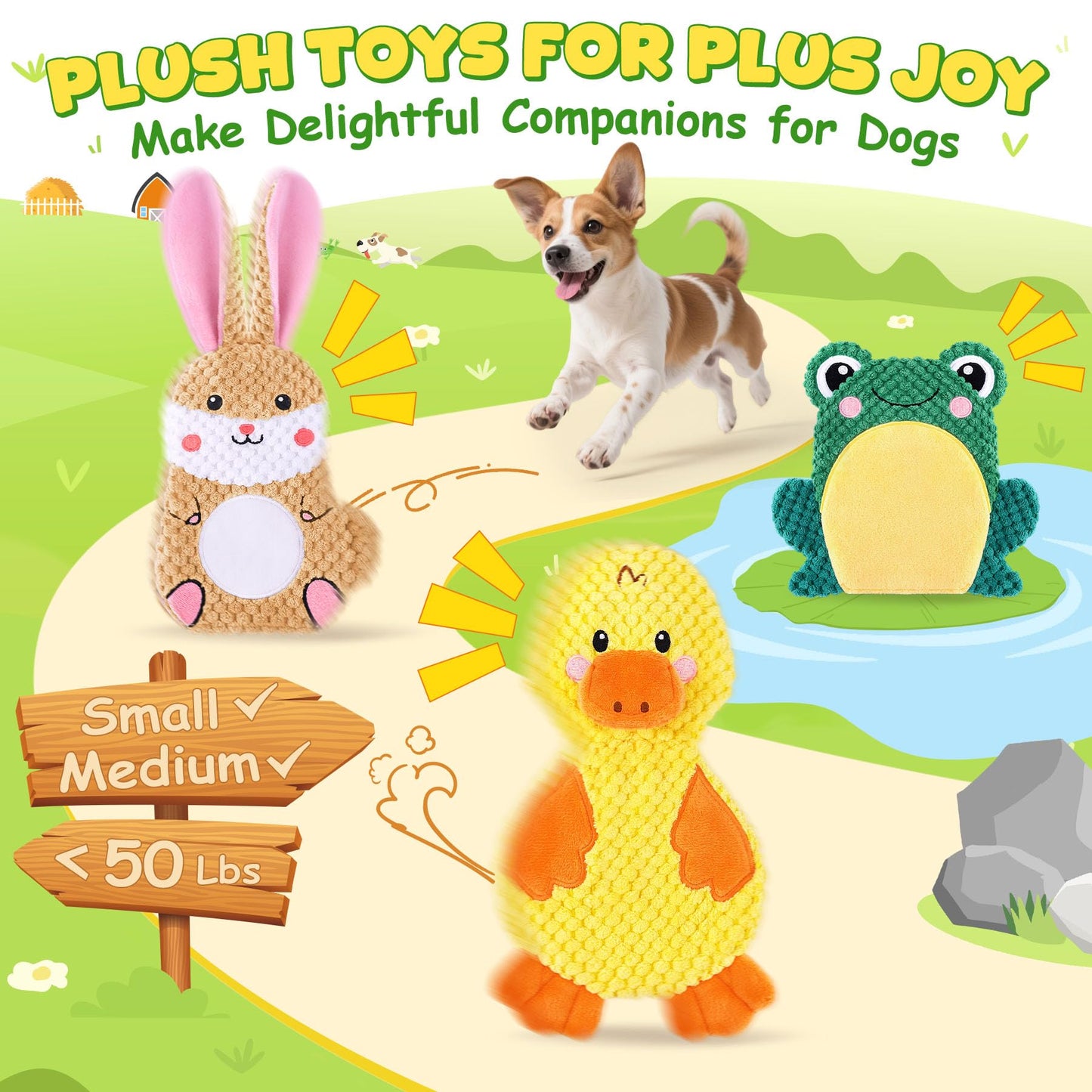 XIUGOAL Dog Toys to Keep Them Busy, 3 Pack No Stuffing Chew
