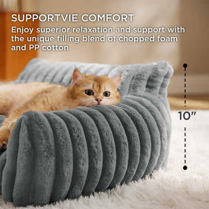 Bedsure ComfyFleece Cat Couch for Pets Fluffy Cat Sofa