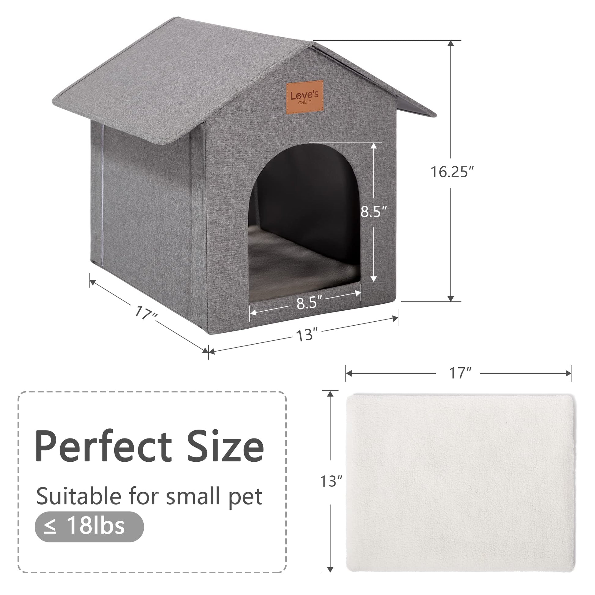 Love's cabin Outdoor Cat House Weatherproof, Insulated Feral Cat House