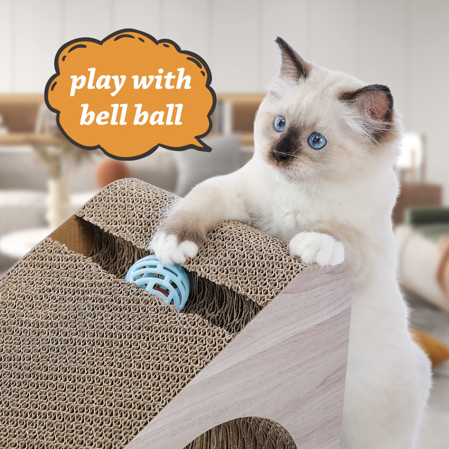 PAWZ Road Cat Scratcher, Triangle Cardboard Cat Scratcher 28.3” Tunnel
