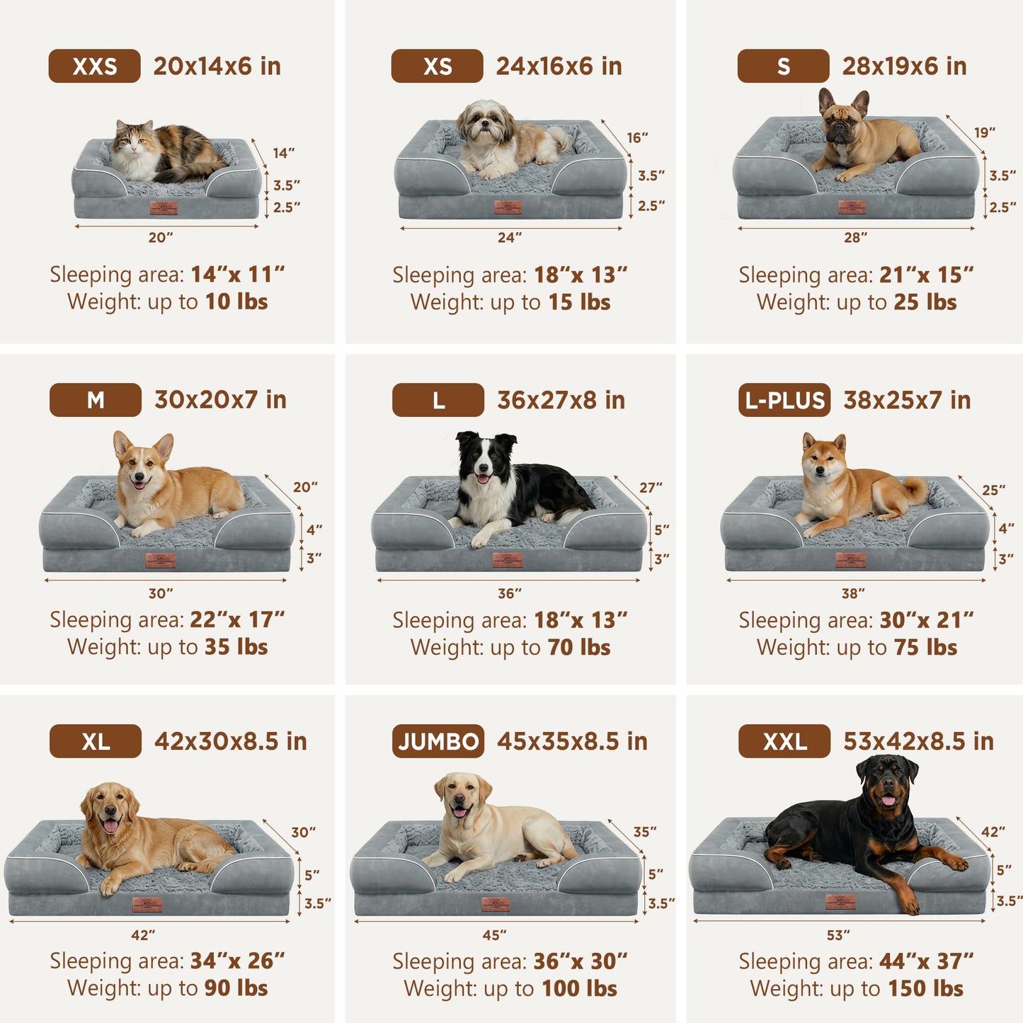 Comfort Expression Orthopedic Dog Bed for Large Dogs Waterproof Bed