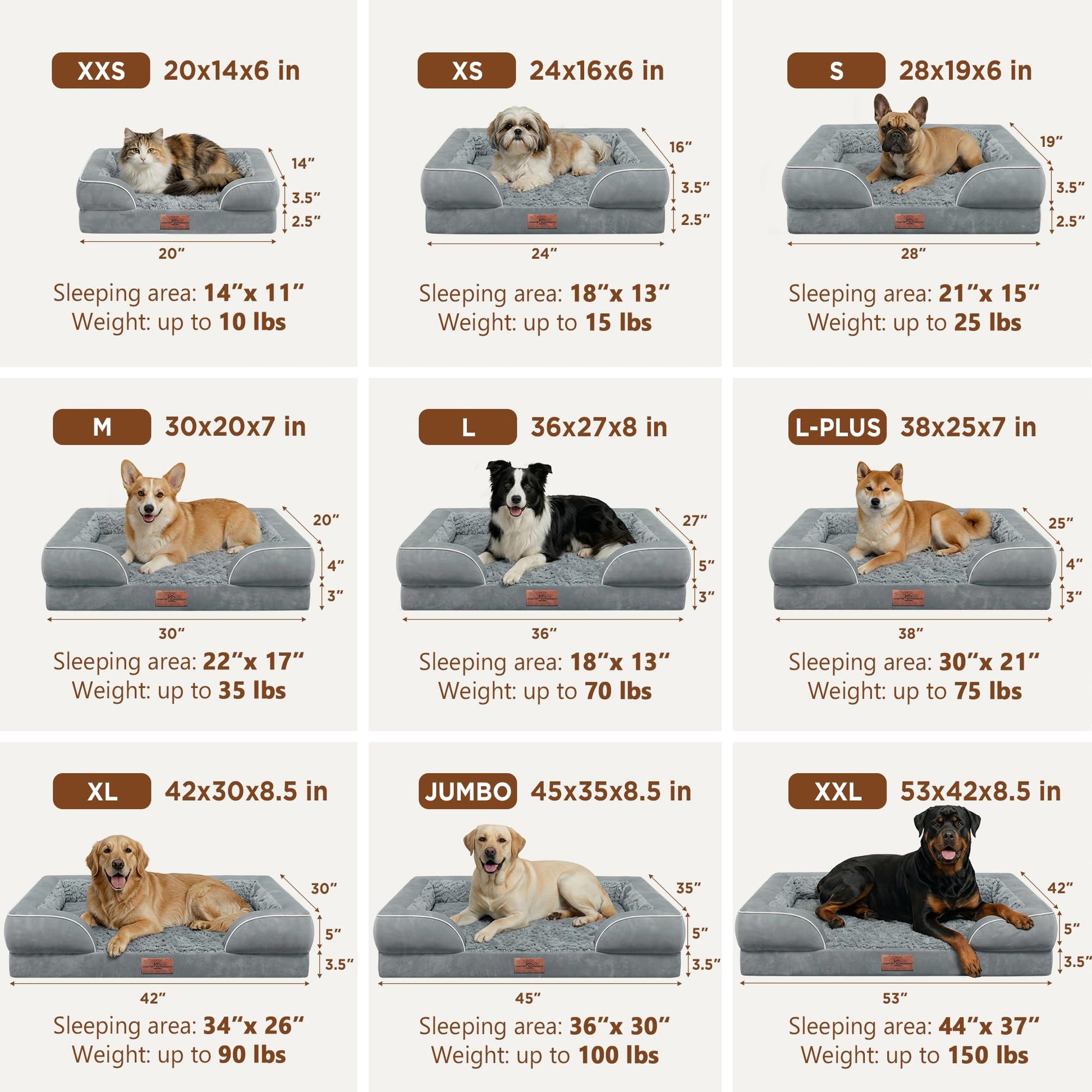 Comfort Expression Orthopedic Dog Bed for Large Dogs Waterproof Bed