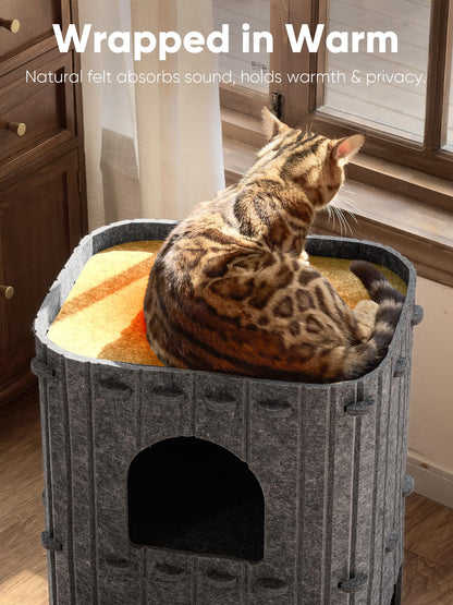 FUKUMARU Cat House for Indoor Cats, Large Cat Bed Cave Condo, Bed