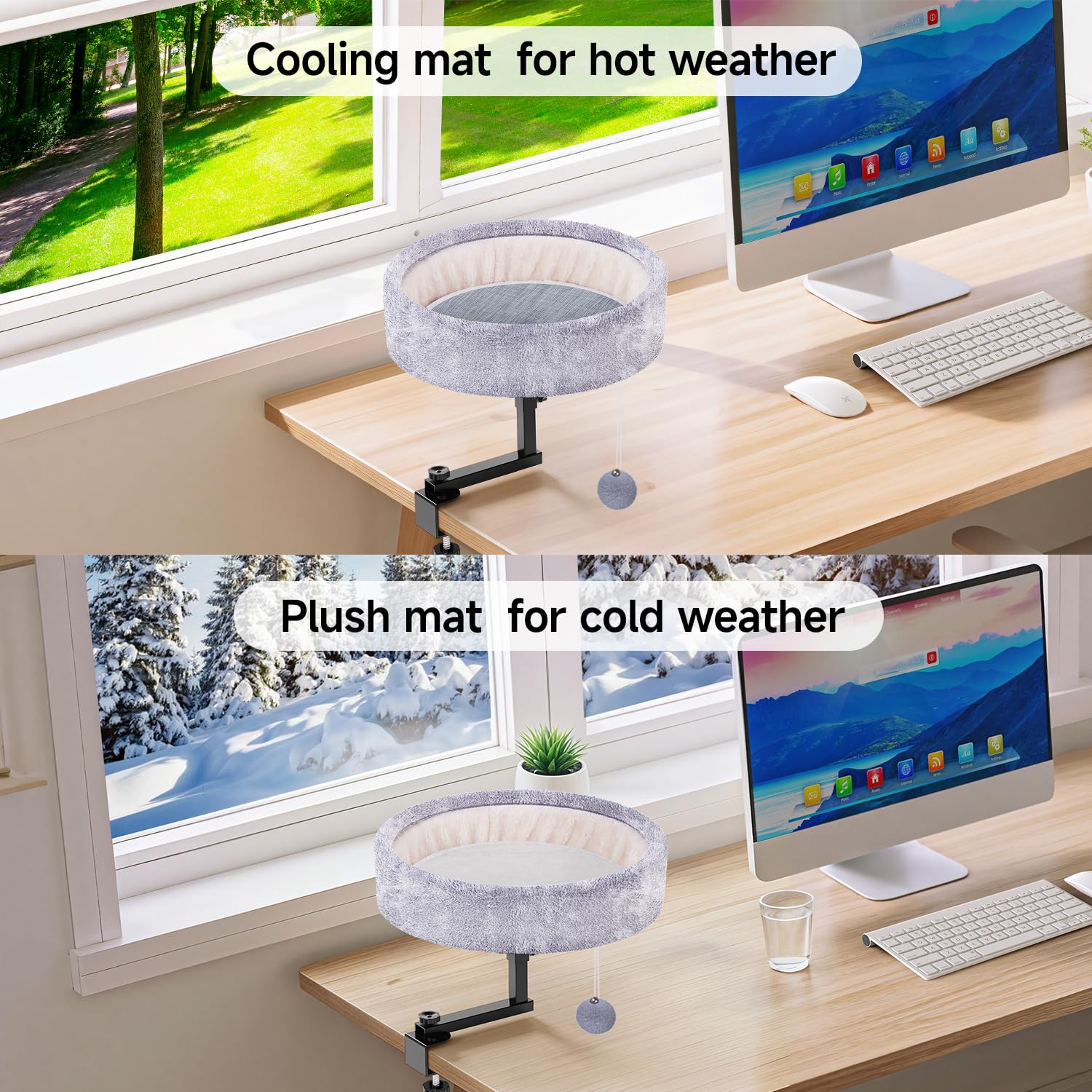 Chumajor Cat Desk Bed 360° Rotating Adjustable, Supports Soft Faux Bed
