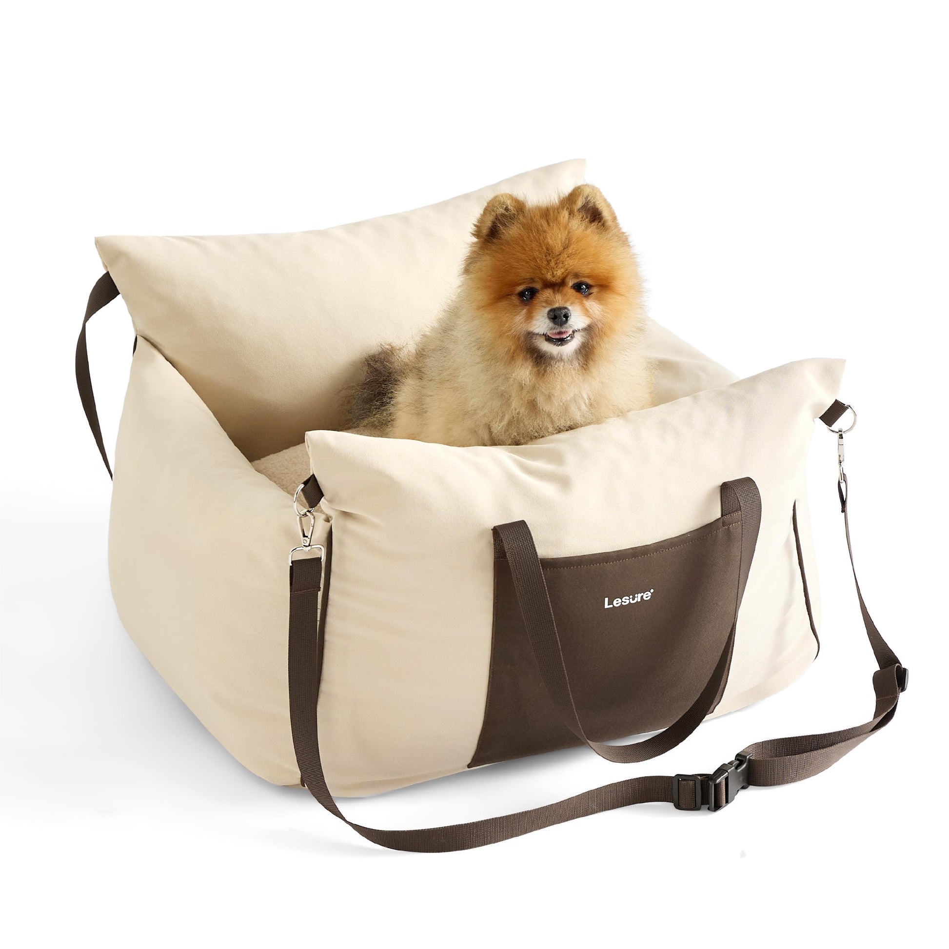Lesure Small Dog Car Seat for Small Dogs Sherpa Dog Booster Seat
