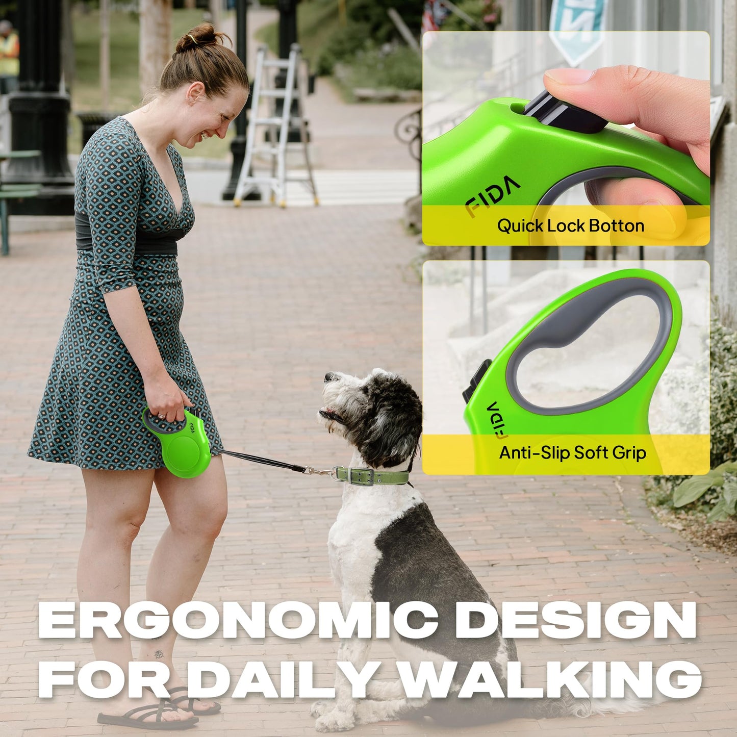Fida Retractable Dog Leash, Heavy Duty Pet Walking Leash