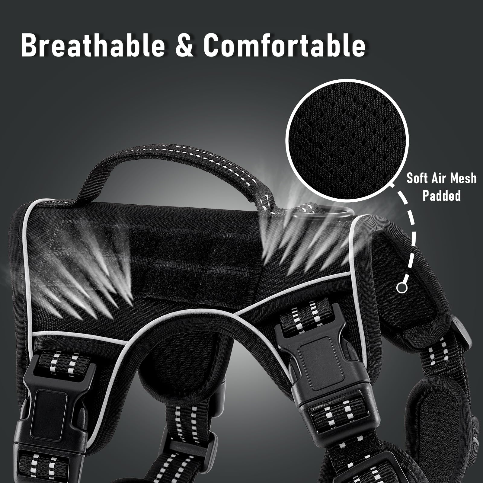 AUNZO Tactical Dog Harness for Large Dogs, for Golden Harness